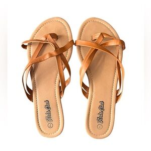 Girls Club Brown Flat Sandals – Size 7